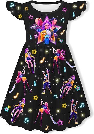2025 新しいクロスボーダー夏のデーモンハンタースーツ人気歌手ホーム服プリンセスドレスプリントネグリジェ|undefined