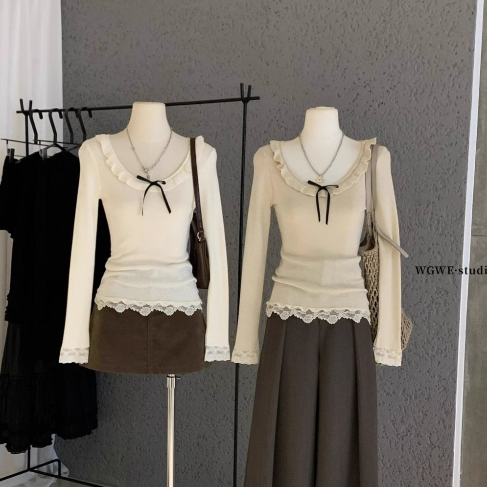 Wgwe7872 Guangzhou Thirteen Lines Women's Clothing 2025 Autumn New Style U-Neck Inner Shirt Bottoming Shirt T-Shirt Top