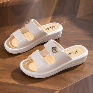 Women's Sandals New Style Outgoing Thick Bottom Home Furnishing Soft Bottom Stylish High Face Value Mid-heel Super Soft Fashionable Korean Style Women's Slippers