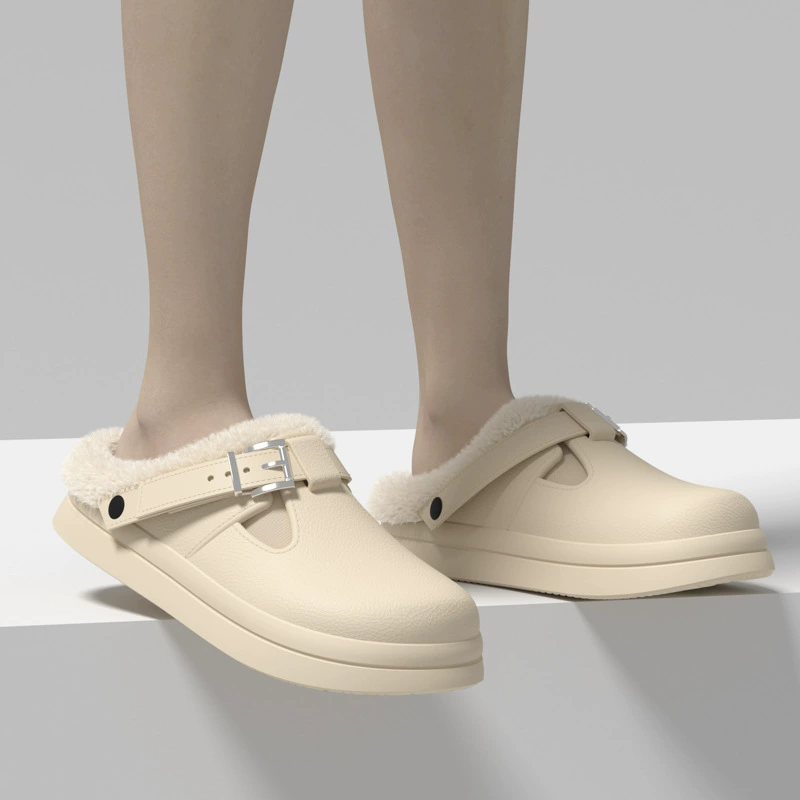 Новый минималистский ретро ватный чехол для тапочек для головы женские зимние бархатные теплые комнатные туфли EVA толстое дно нескользящие туфли