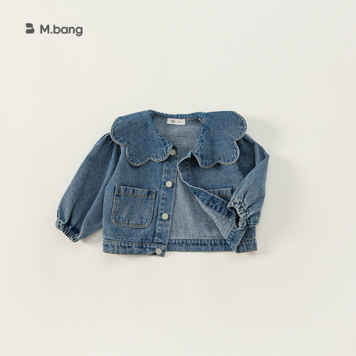babycity girls denim jacket spring and autumn Korean style children's lace collar denim top cardigan QY82075