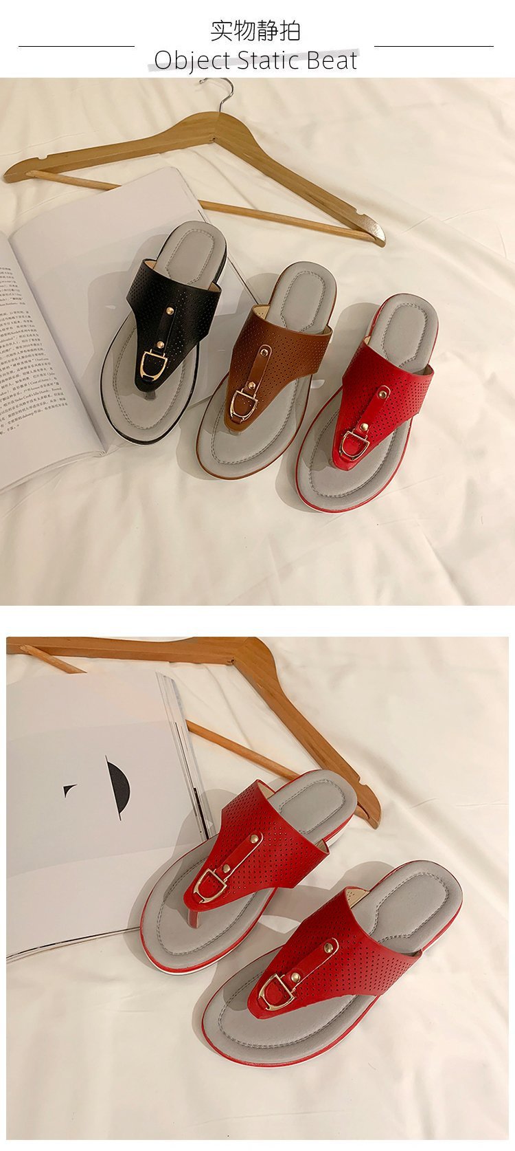 Summer 2021 export plus-size women's shoes Amazon cross-border toe wedge heel European and American metal buckle beach sandals undefined