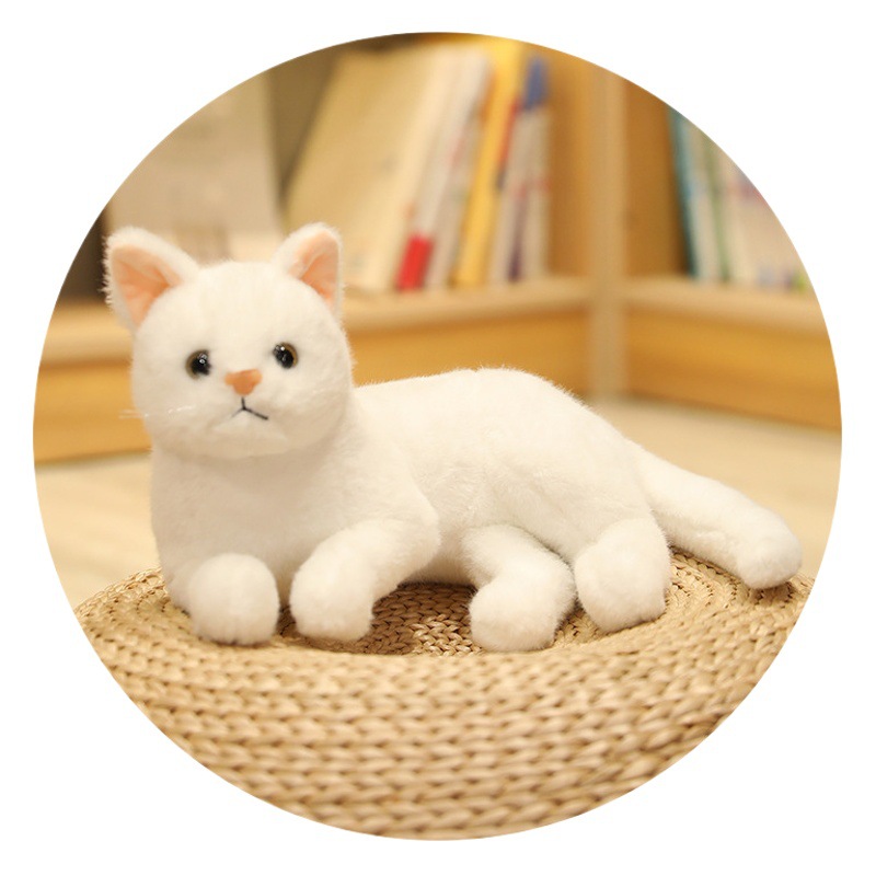 Muñeco de gato de simulación tumbado, muñeco de gatito, gato durmiendo lateral, juguete de peluche, decoración del hogar, regalo de punto escénico