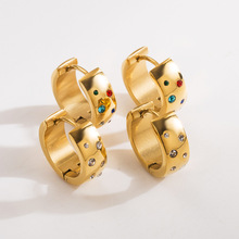 ZE0246欧美跨境简约几何耳环女 创意几何水钻不锈钢耳钉百搭耳饰