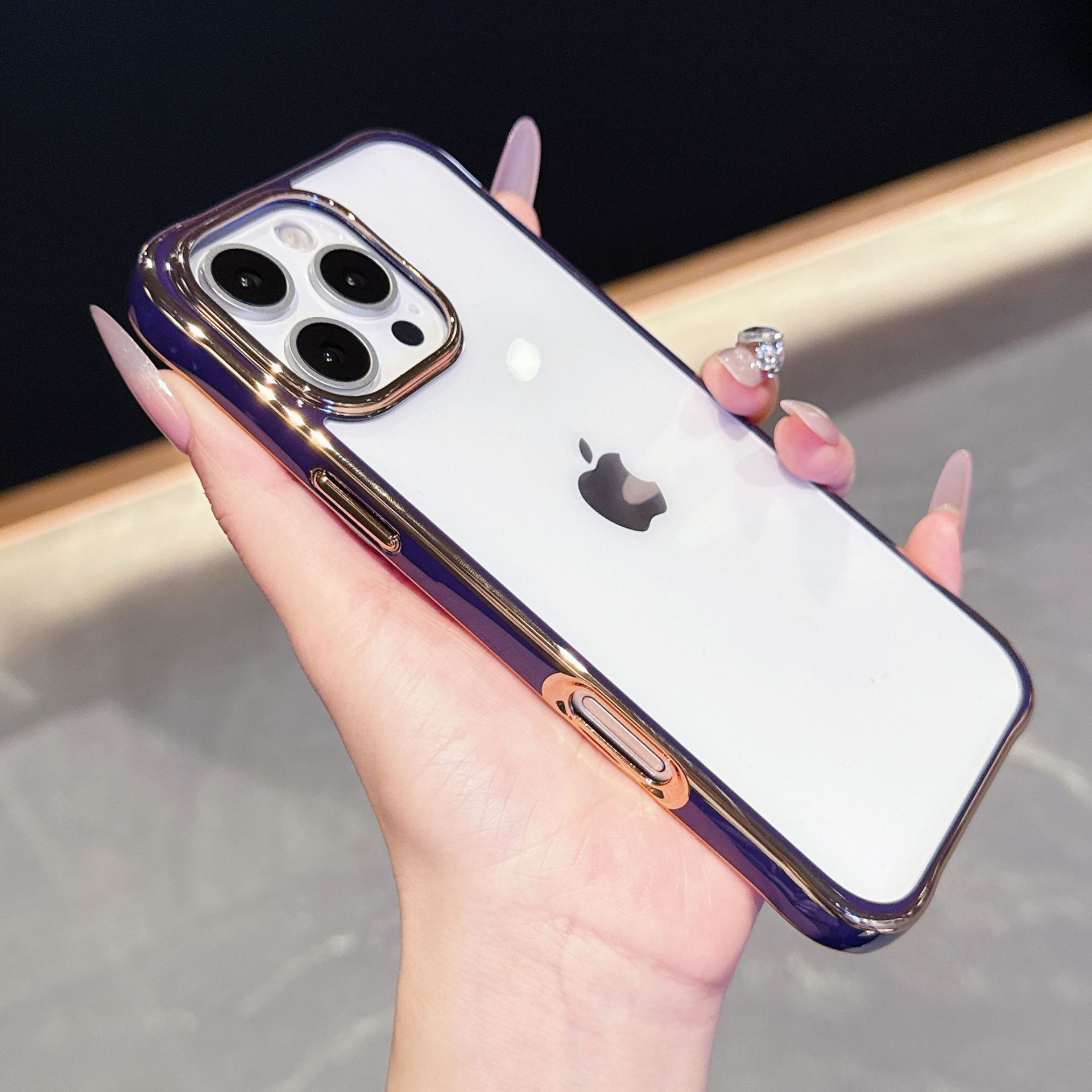 Acrílico transparente galvanizado de dos colores para Apple iphone 17 caso de teléfono 16 cuatro esquinas 15 cubierta 14