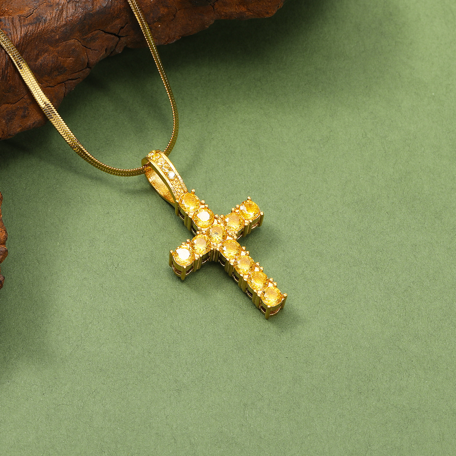 14g Weight Real Gold Plated Plating Material Rhinestones Inlay Material Pendant Necklace Classification 1 Piece Quantity Casual, Daily Occasion 304 Stainless Steel Material Cross Pattern Women's Gender Vintage Style Style Waterproof Non Tarnish, Plating, Inlay Craft Real Gold Plated Cross 304 Stainless Steel Vintage Style Waterproof Non Tarnish Pendant Necklace 16