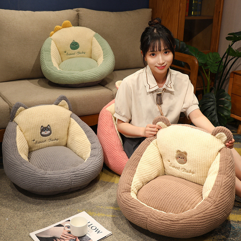 Oficina de dibujos animados medio rodeado tatami cojín animal tirado cojín de cintura cojín de ventana cojín de cintura