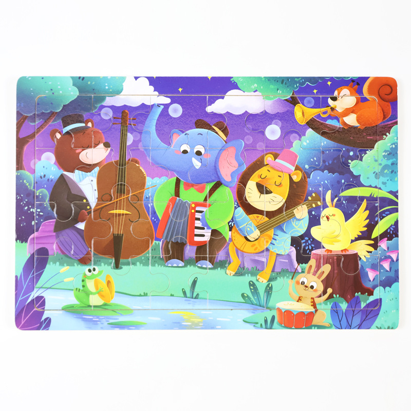 Madera 24 piezas de dibujos animados dinosaurios puzzle de madera plano juguetes de inteligencia infantil