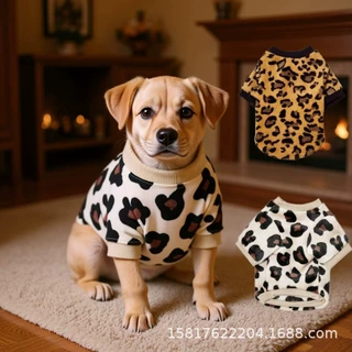 新款狗狗衣服服装大中小型犬宠物猫咪狗保暖豹纹毛衣大型犬