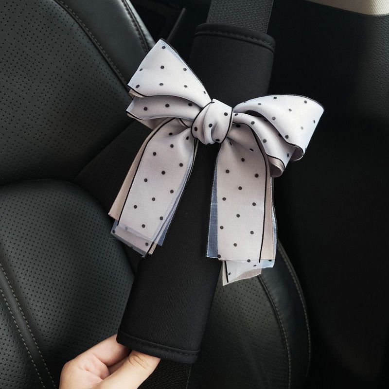 Summer Car Seat Belt Shoulder Cover Cute Goddess Bow Extended Anti-strangle Pair Internet Celebrity Car Interior Accessories