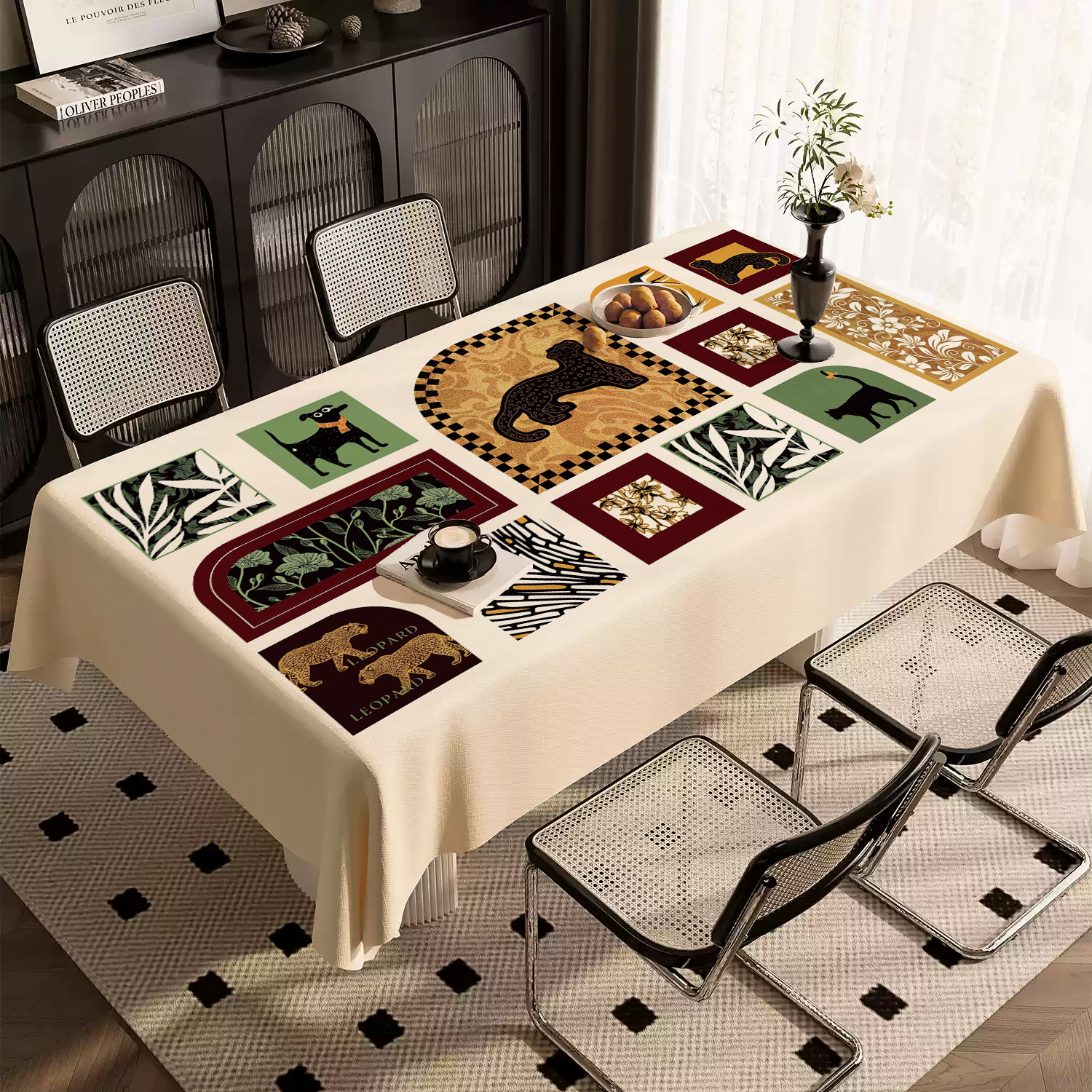 American-Style Graffiti Tablecloth, Washable, Heat-Insulating, Rectangular Tablecloth, Light Luxury, High-End Coffee Table Cloth