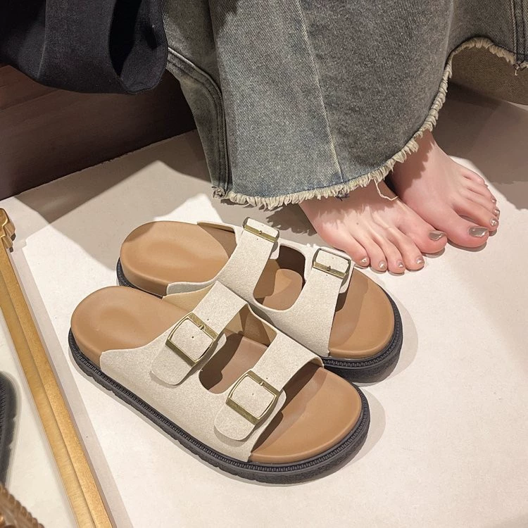 Летний отпуск летом ~ шаг вниз по толстой подошве, ощущение обуви Bicken Shoes 2024Q бомбы светлая, универсальная обувь Mueller bolt, бесплатная доставка