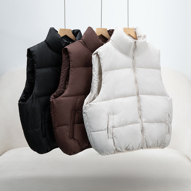 2025 nuevo chaleco encapuchado de invierno de moda universal estilo extranjero algodón delgado cortar hombro de mujer holgada coreana abrazadera de caballo de algodón image 1