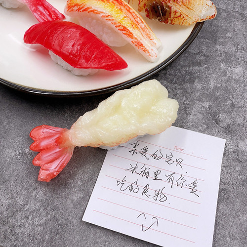 Creative simulated food 3D three-dimensional Japanese sushi refrigerator magnet salmon series strong magnet decorative message sticker