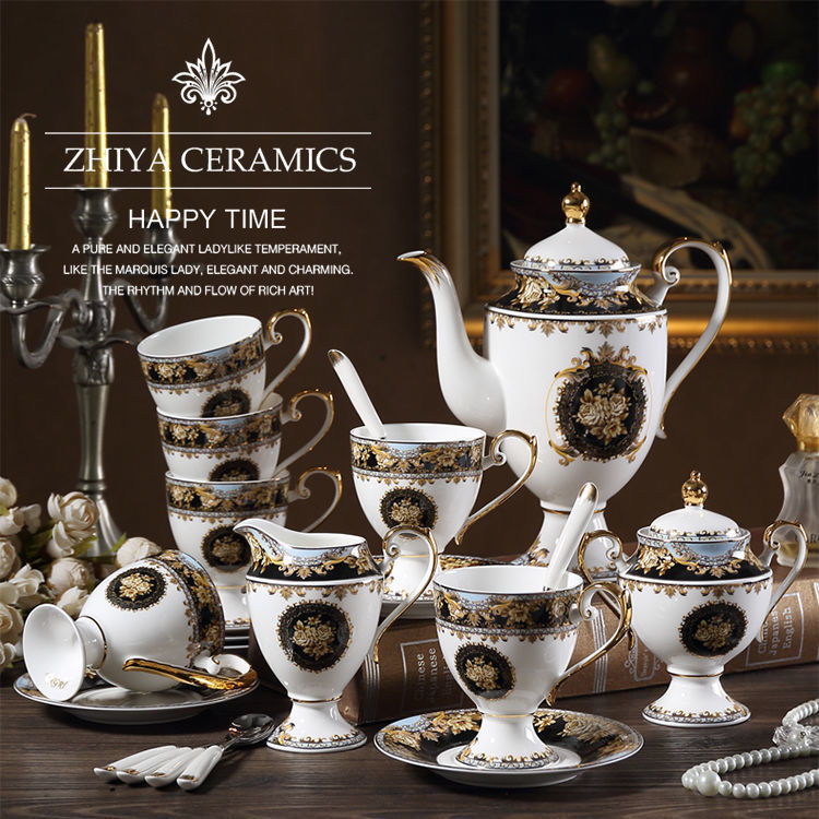 Bone China Coffee Set, English Afternoon Tea Set, Household Ceramic Black Tea Coffee Cup and Saucer, Sugar Bowl, Milk Jug, Dessert Plate Bone China Coffee Set, English Afternoon Tea Set, Household Ceramic Black Tea Coffee Cup and Saucer, Sugar Bowl, Milk Jug, Dessert Plate