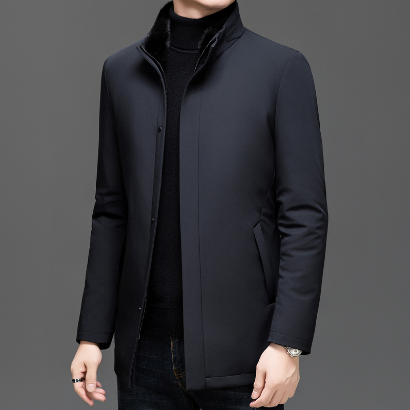 High-End Men's Mink Fur Collar down Jacket 2025 New Business Warm and Cold-Proof Middle-Aged Dad's Goose down Jacket