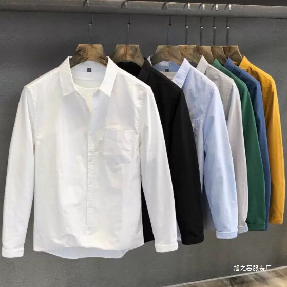Men's long-sleeve shirt 2025 new model spring and autumn Oxford cloth solid color men's business casual shirt white