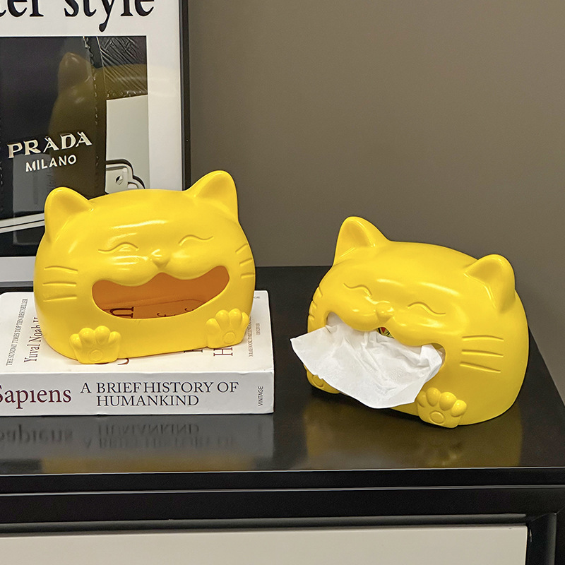 クリエイティブなハイエンドの笑顔の猫のティッシュボックス、自宅のリビングルーム、寝室、レストランのデスクトップティッシュボックスの装飾装飾品|undefined