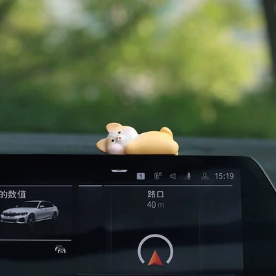 Car ornaments — Monitor Car Center Console - sleeping-position-shiba-inu-glue-included