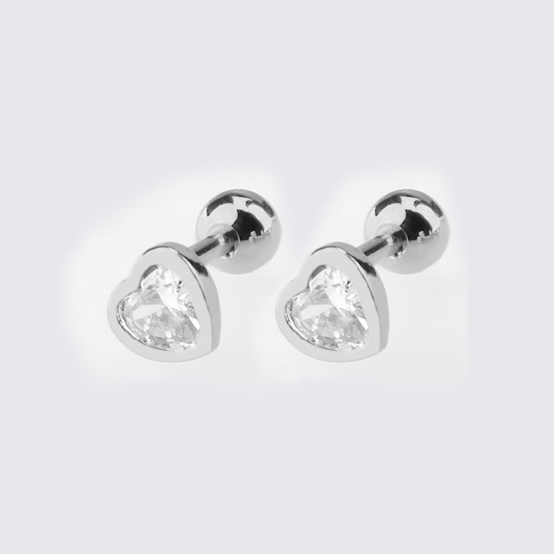 Pendientes de circonita de sol pequeño de venta caliente en Europa y América Pendientes de cobre de amor Personalidad simple Pendientes de circonita de moda geométrica en forma de corazón