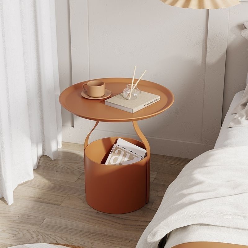 Home Bedside Table, Ins-Style Wrought Iron Side Table, Light Luxury Coffee Table, Sofa Side Small Corner Table, Storage Bucket Table
