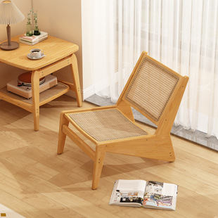 Full Bamboo Rattan Small Chair Household Stool Outdoor Single Sofa Chair Balcony Leisure Backrest Chair