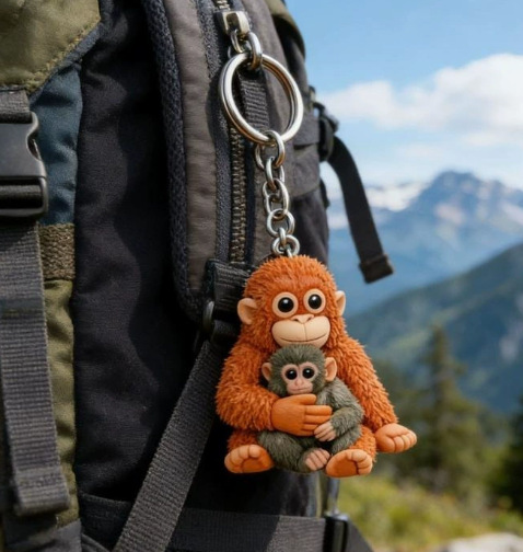 2D Flat Acrylic Protect Punch The Monkey Orangutan Pendant