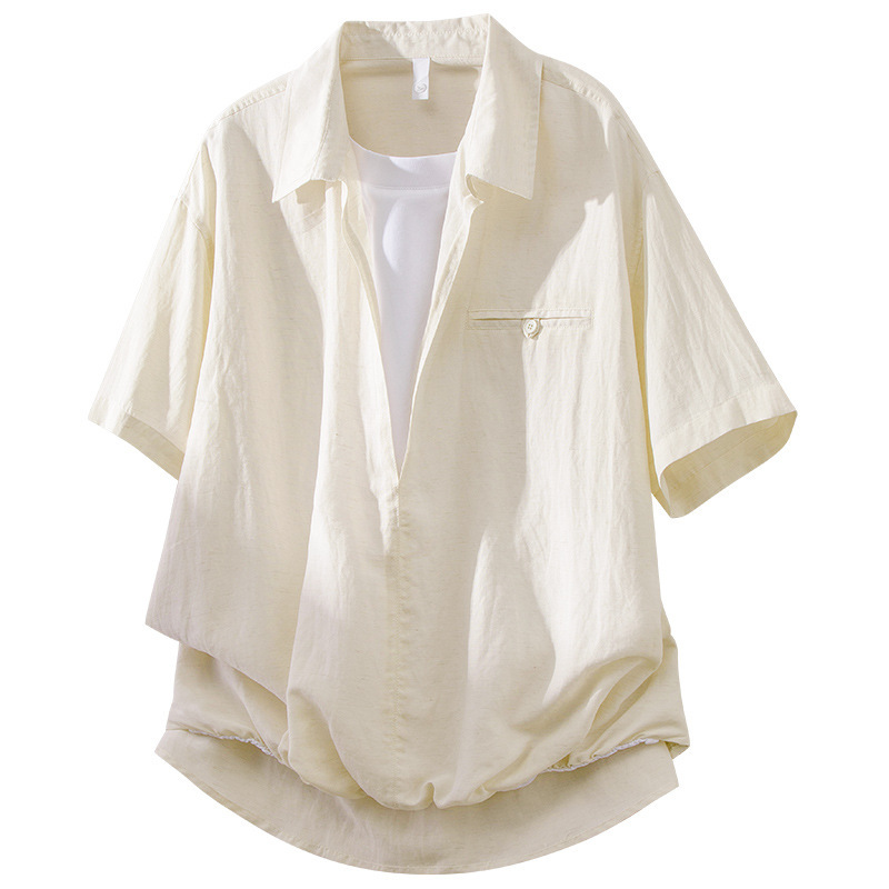 Cross-Border 2026 Summer New Men's Loose Patchwork Short-Sleeve Shirt Business Casual Breathable Quick-Dry Versatile Top Cross-Border 2026 Summer New Men's Loose Patchwork Short-Sleeve Shirt Business Casual Breathable Quick-Dry Versatile Top
