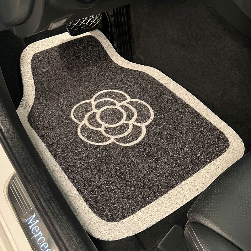 Light Luxury Camellia Silk Loop Universal Car Floor Mats, Anti-Dirt and Dirt-Resistant Car Floor Mats