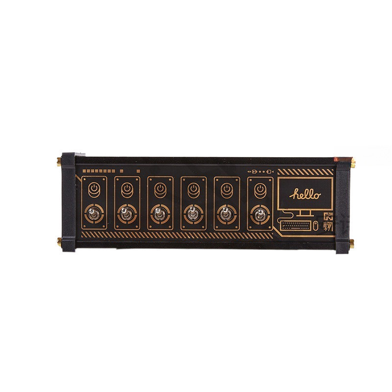 Block USB Switch Strip with Independent Control Buttons, Retro Gold-Plated Boyfriend Gift, Voice Black Metal Color Screen