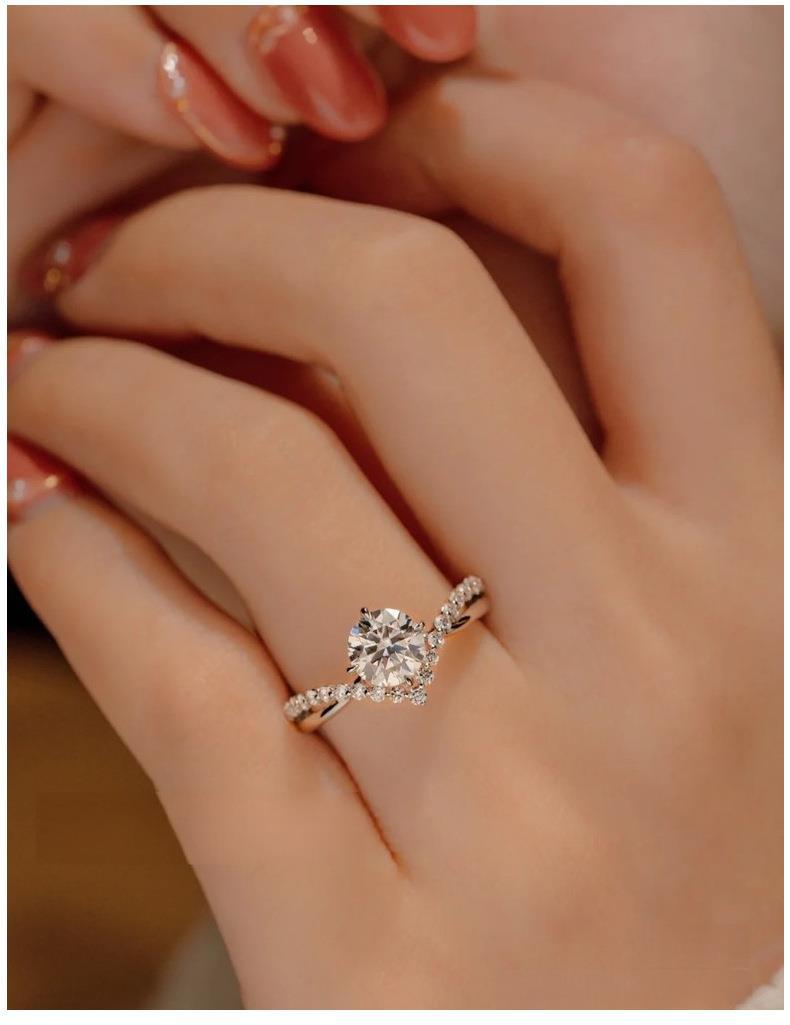 15, 9, Adjustable Ring Size 1 Piece Quantity 1.0ct 925 Sterling Silver Moissanite High Carbon Diamond Geometric Rings Moissanite Rings GRA Certificate