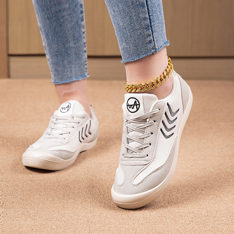 Women's Casual Shoes White Canvas Trainers Thick Sole All Match_voghion.com