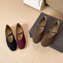 跨境外貿加工定制平底法式復古瑪麗珍鞋單鞋女春秋季季軟底豆豆鞋