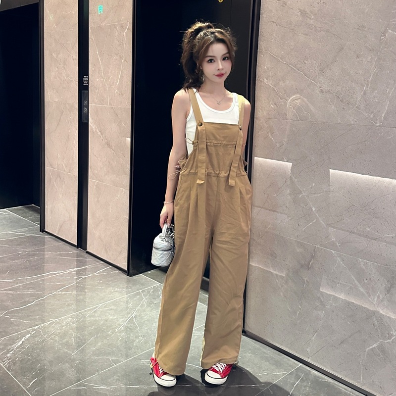 Aiyixuan カジュアルオーバーオール女性の夏の新しいルーズ痩身ウエスト多用途ワイドレッグジャンプスーツ|undefined