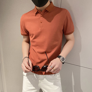 Summer Instagram Popular Brand All-match Short-sleeved POLO Shirt Men's Slim-fit Lapel Half-sleeved T-shirt 2024 New Arrival Summer Dress Half-sleeved