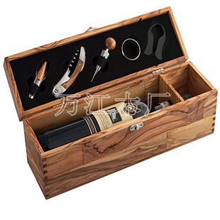 Simple flip with wine opener single bottle red wine gift box wooden red wine box