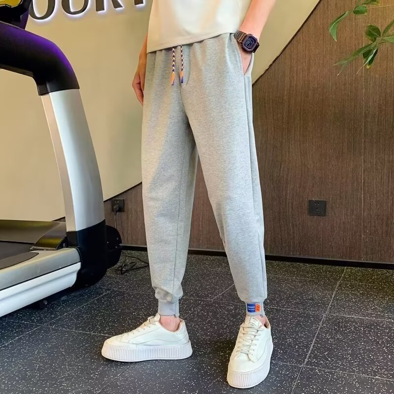 Fitted trousers for leisure, autumn, drawstring