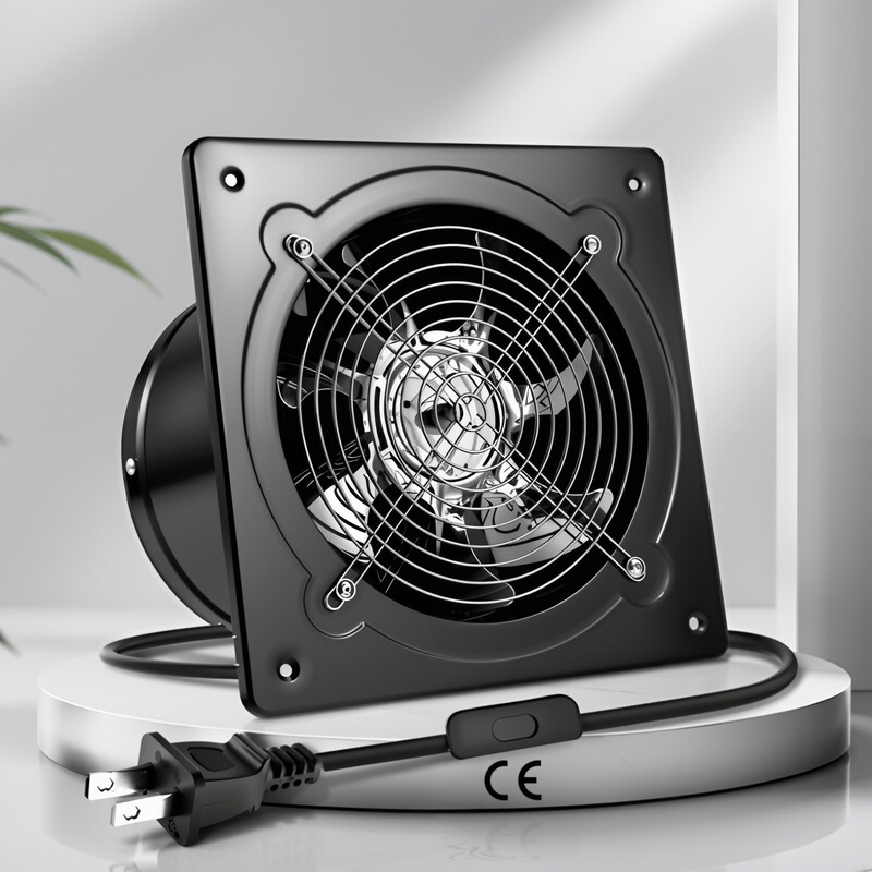 Cross-Border Amazon Us Standard 110V Industrial Exhaust Fan, Front Square and Rear Round, in Stock, Dropshipping Available Exhaust Fan
