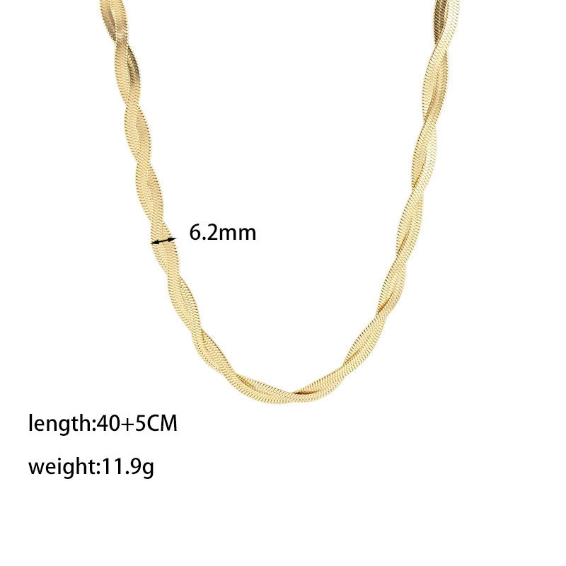 ヨーロッパとアメリカの絶妙な 18 K ゴールドメッキステンレス鋼ネックレスチタン鋼人気の二層クロスフラットスネークチェーンネックレスジュエリー女性用|undefined