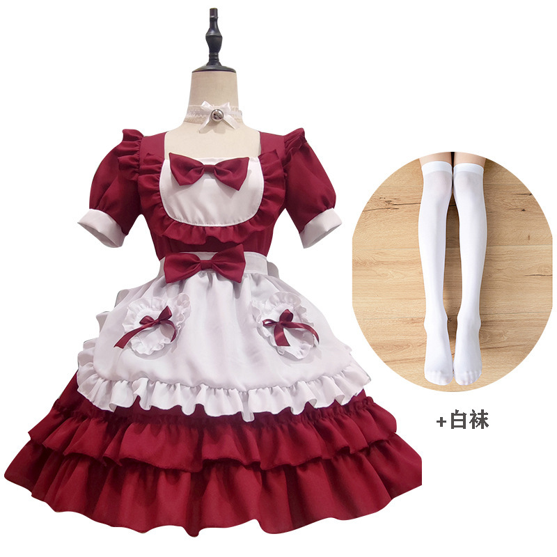 日本の日常の柔らかい妹の赤いメイドの服のコスプレの役は女装の大きい男の2次元の女中のcos服を演じます。|undefined