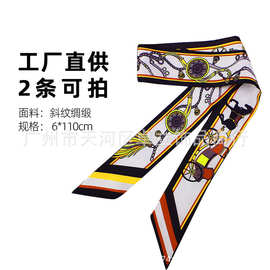 韩版新款复古法式小马丝巾发带女绑发丝带细长头绳带马尾飘带发箍