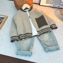 秋冬儿童拉链秋季针织开衫宝宝洋气百搭休闲拼色男童时尚针织毛衣