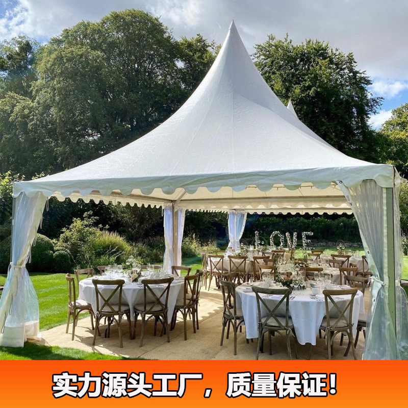 草坪户外聚餐活动帐篷6x6m尖顶帐篷欧式四脚帐篷铝合金结构易组装