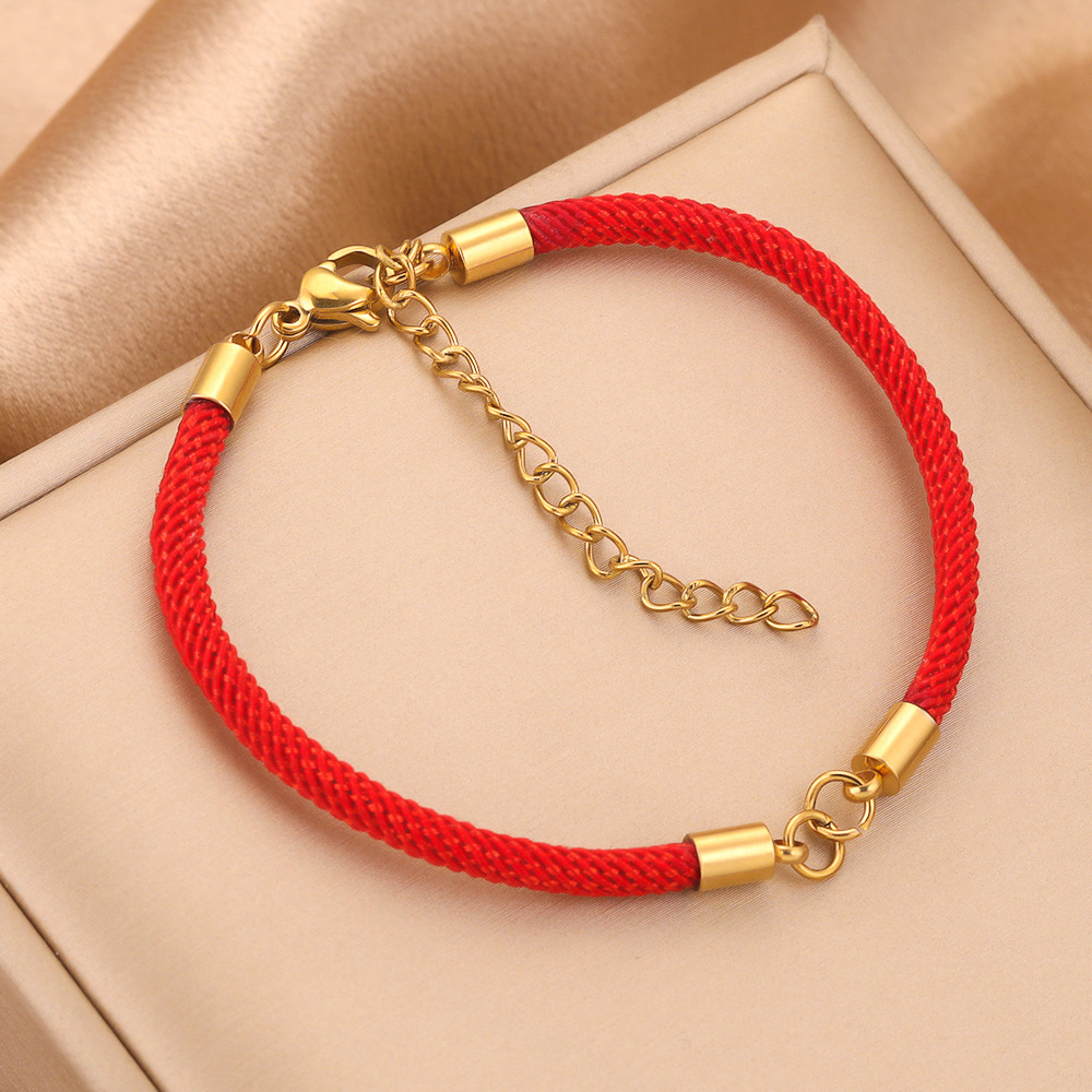 Acero inoxidable negro rojo trenzado cuerda conector pulsera tejida DIY joyería que hace suministros al por mayor