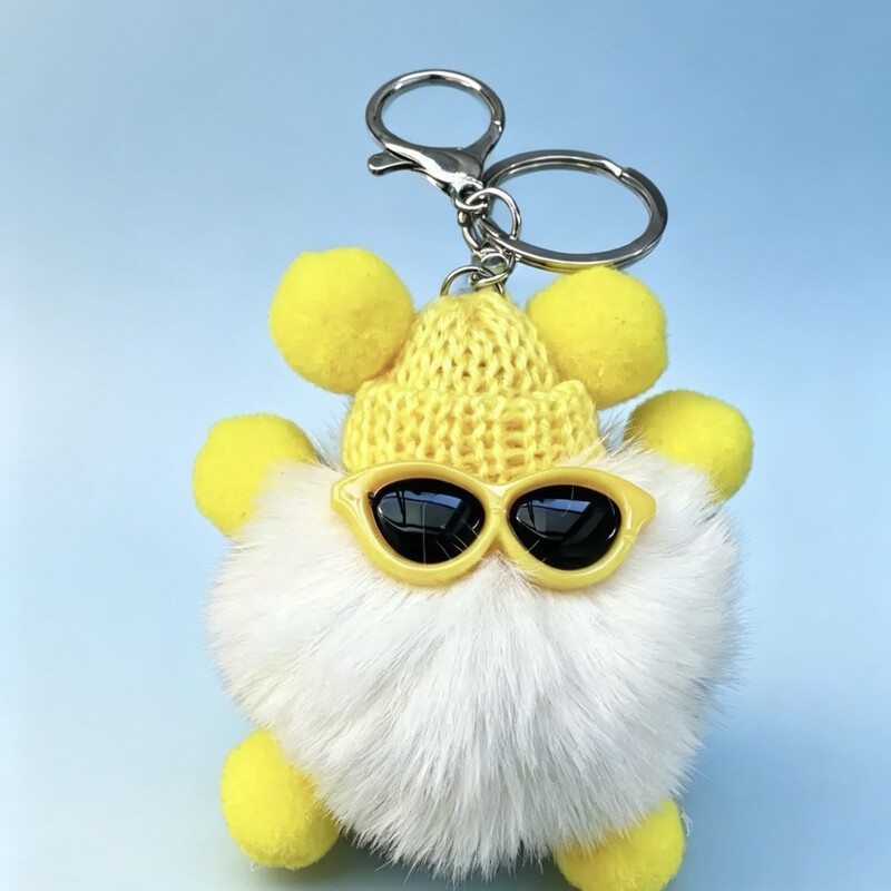 Imitation Rabbit Fur Small Coal Ball Car Keychain Cute Plush Doll Keychain for Women