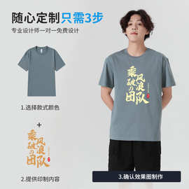 潮款重磅240g精梳棉T恤工作服文化广告衫印绣logo圆领短袖定印制