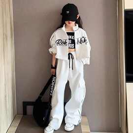 女童韩版运动套装中大童春秋新款洋气字母外套时髦休闲长裤两件套