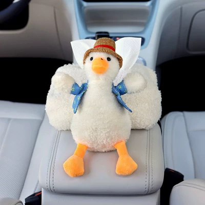 Creative Doll Car Interior Armrest | Car tissue box/set - come-on-duck-lamb-velvet-tissue-box