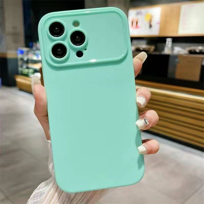 Ins Simple Contrasting Color Large Window Case Suitable for Apple 18Promax Mobile Phone Case 16Pro New High-End 15 Anti-Fall 17