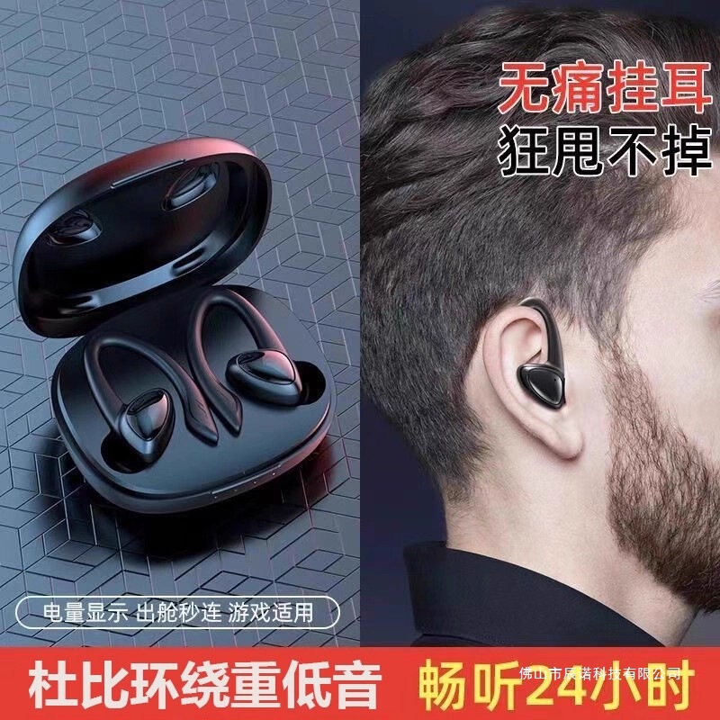 New Ear-Mounted Wireless Bluetooth Headphones, In-Ear, High-Quality Sound, Suitable for Running, Sports, Fitness, Sweat-Proof, Long Battery Life